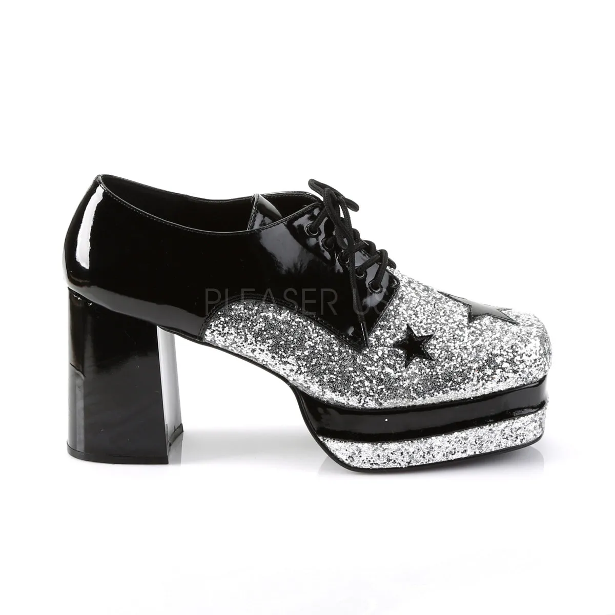1950's Rock Star Shoes Black Silver