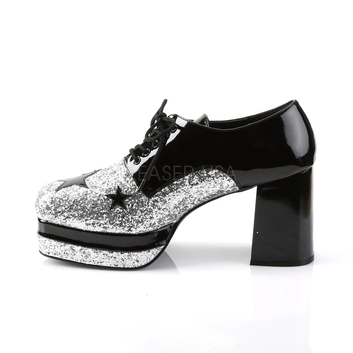 1950's Rock Star Shoes Black Silver