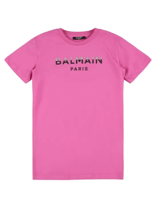Balmain   Printed logo cotton jersey t-shirt dress 