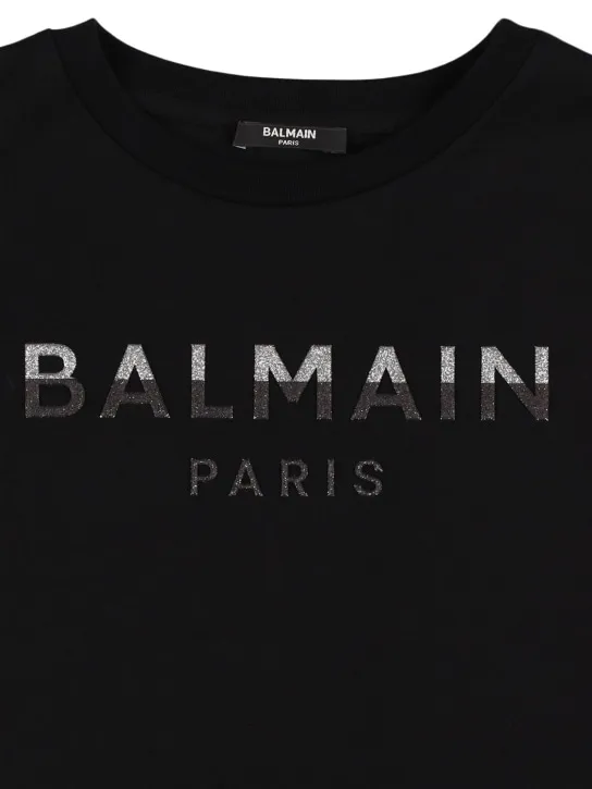 Balmain   Printed logo cotton jersey t-shirt dress 