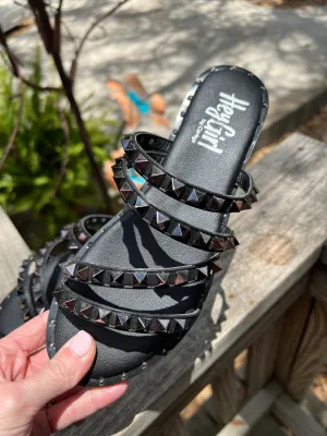 Black Beach Studded Sandal