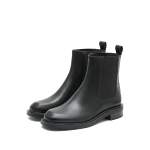 Black Leather Ankle Chelsea Boots