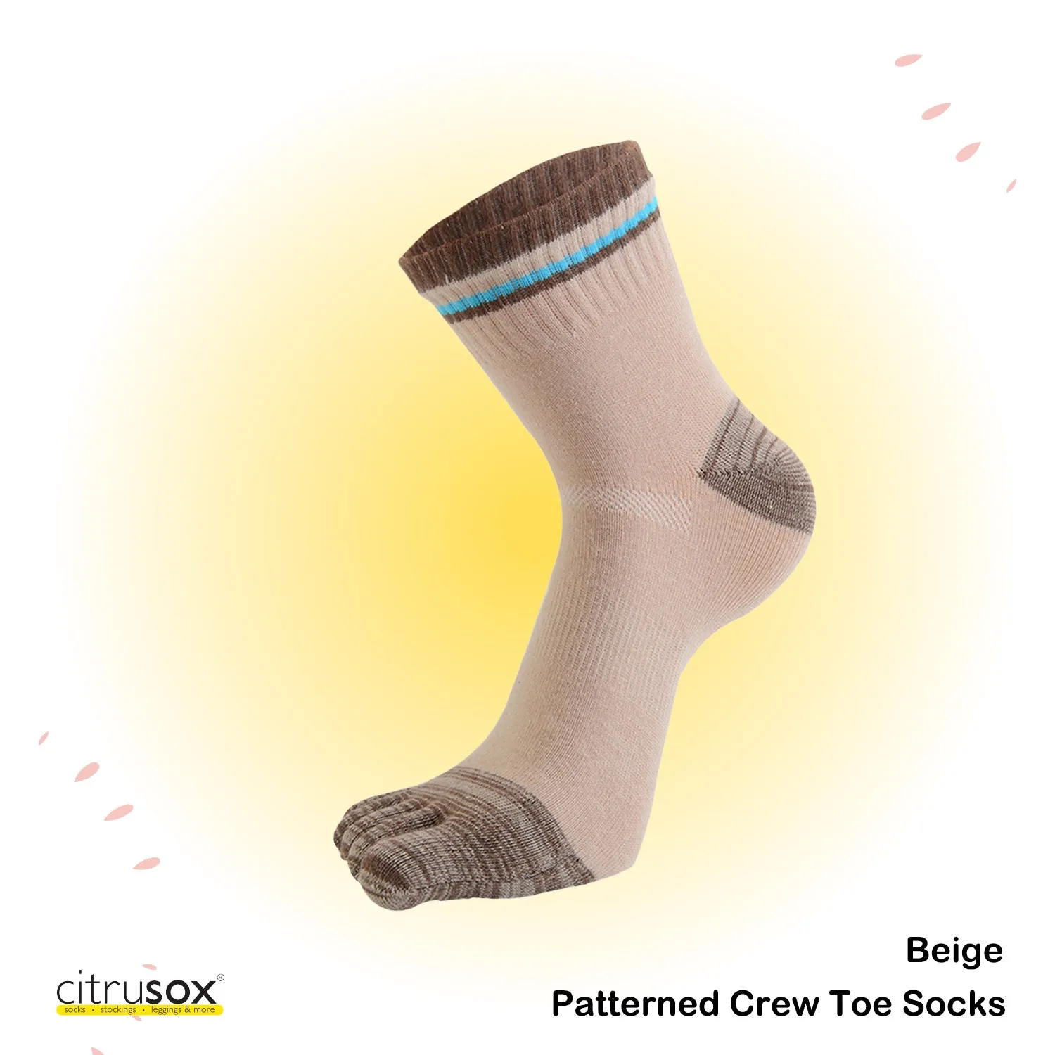Contrasting Stripes Patterned Crew Toe Socks