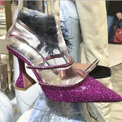 Crystal Sequin Spool Heels