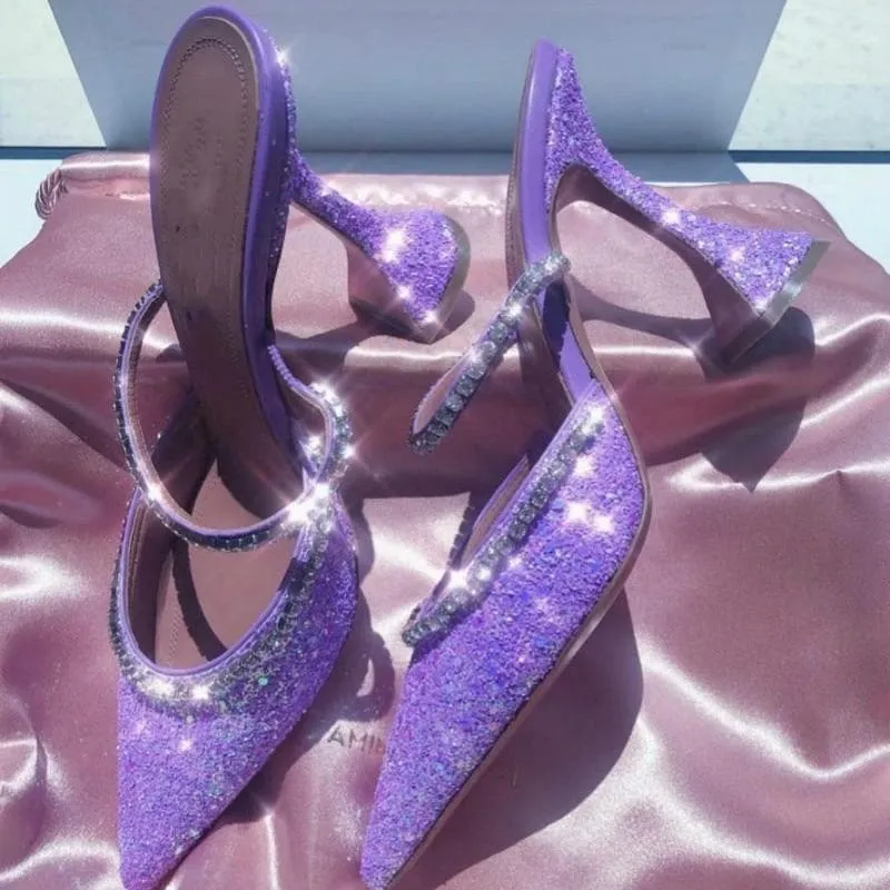 Crystal Sequin Spool Heels