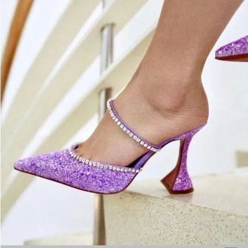 Crystal Sequin Spool Heels