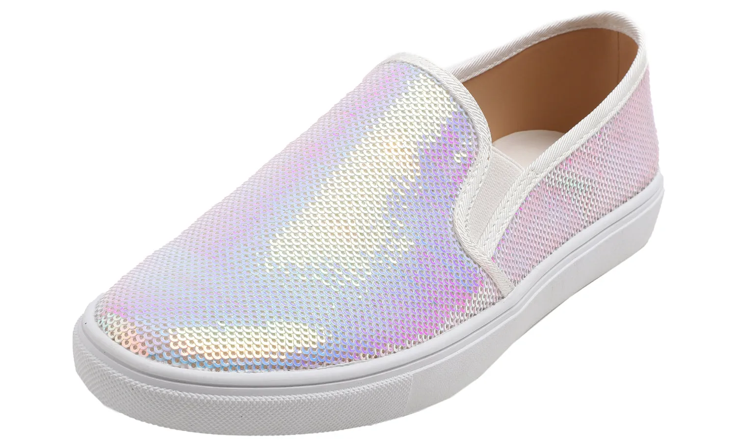 Feversole Women's Fashion Sparkle Sequin Embellished Sneaker Party Holiday Casual Shoes