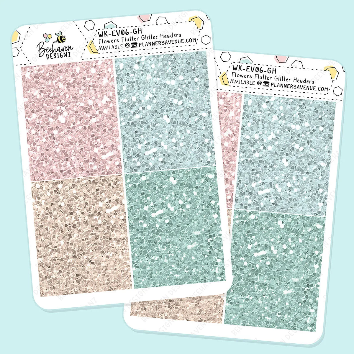 Flowers Flutter Glitter Header Stickers