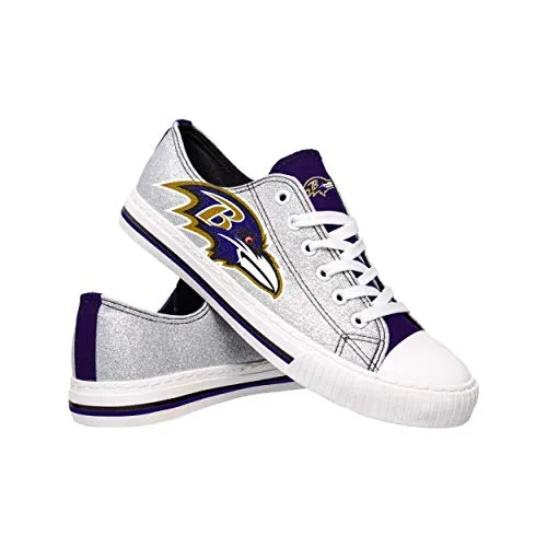 FOCO Baltimore Ravens NFL Womens Glitter Low Top Canvas Shoes - 8