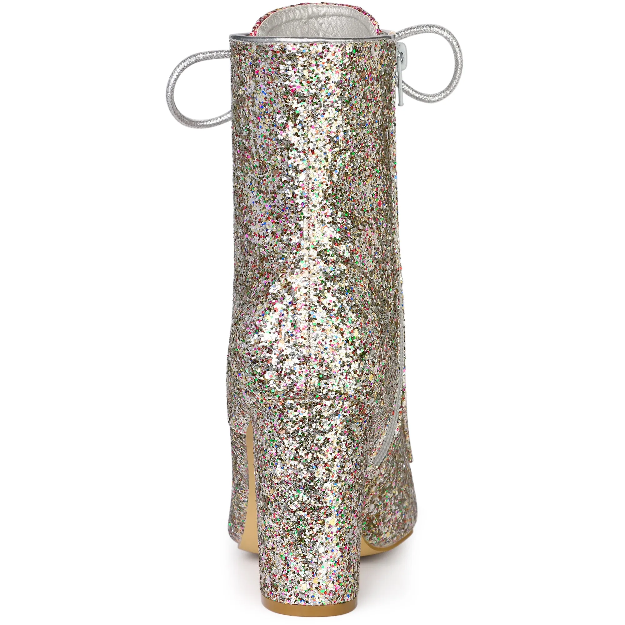 Glitter Pointed Toe Block Heel Halloween Ankle Boots