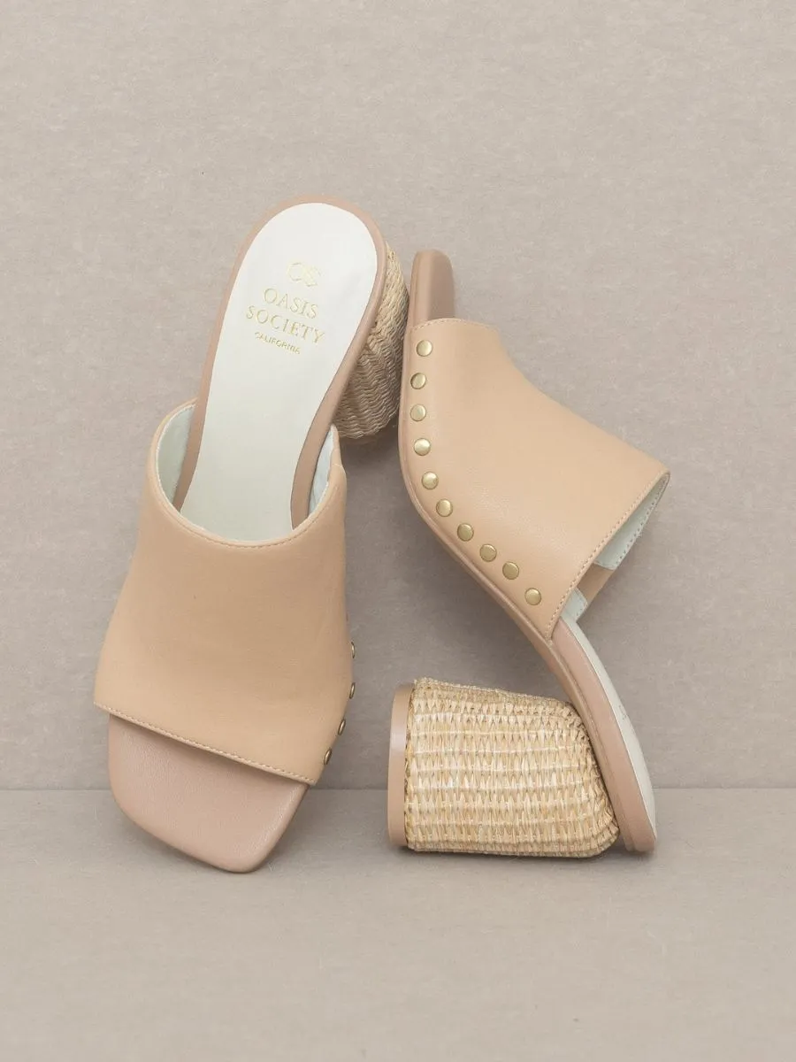 Go Your Own Way Studded Raffia Slide Heel