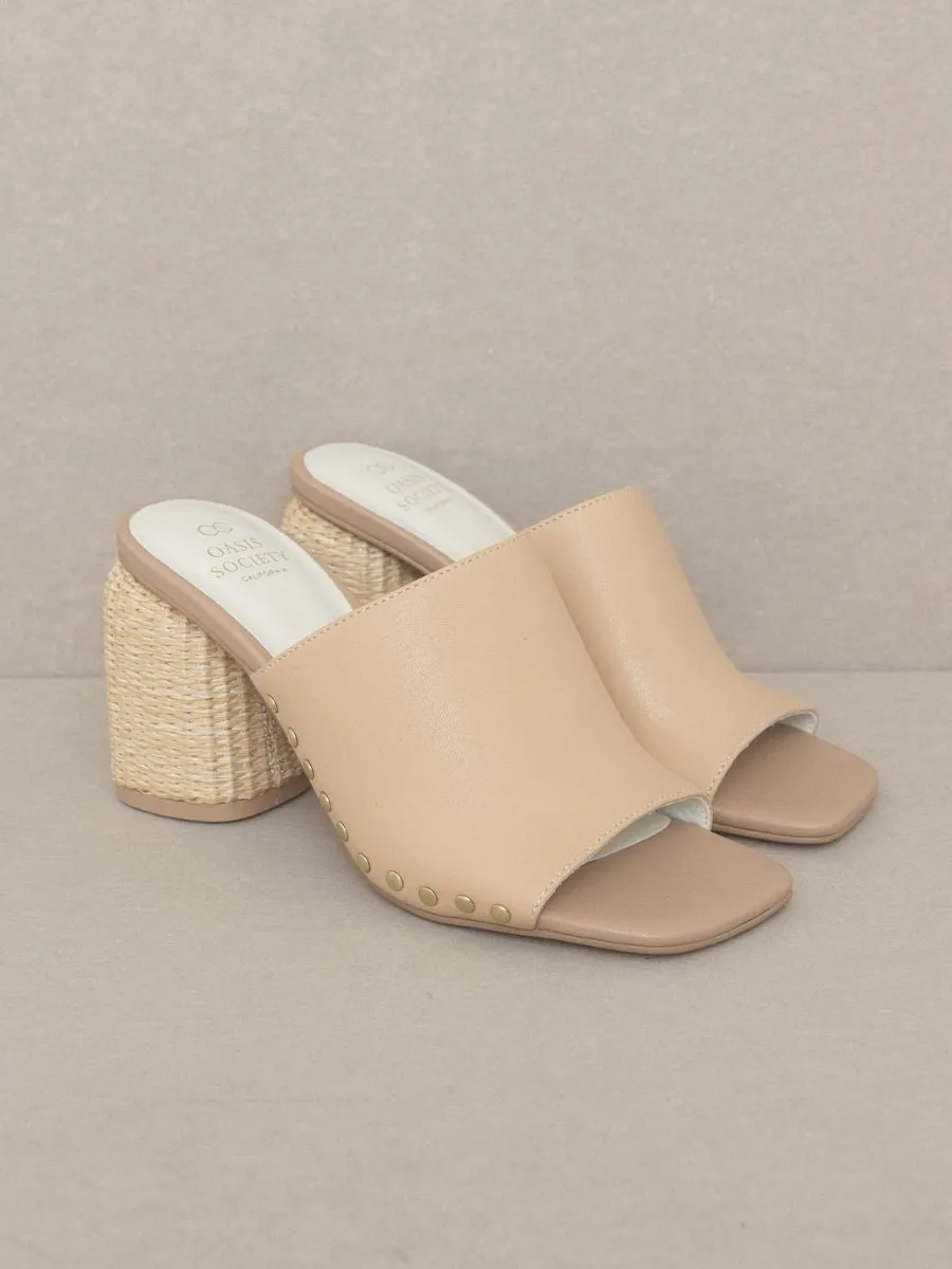 Go Your Own Way Studded Raffia Slide Heel