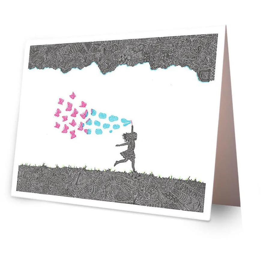 Greeting Card - Butterfly Bubbles