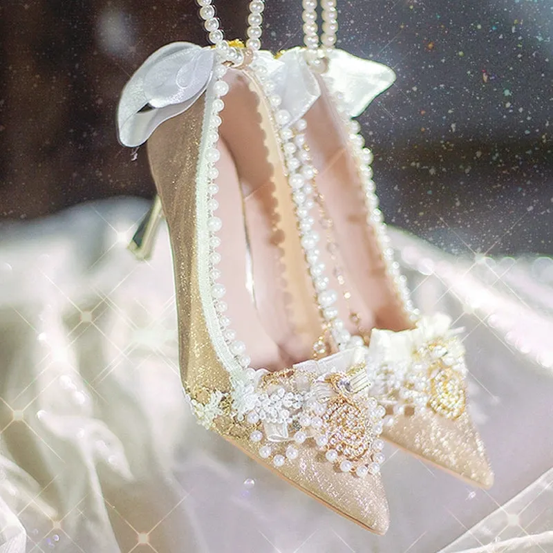 Hexagram~Hera~Wedding Lolita High Heels Gold Glittery Upper Customized