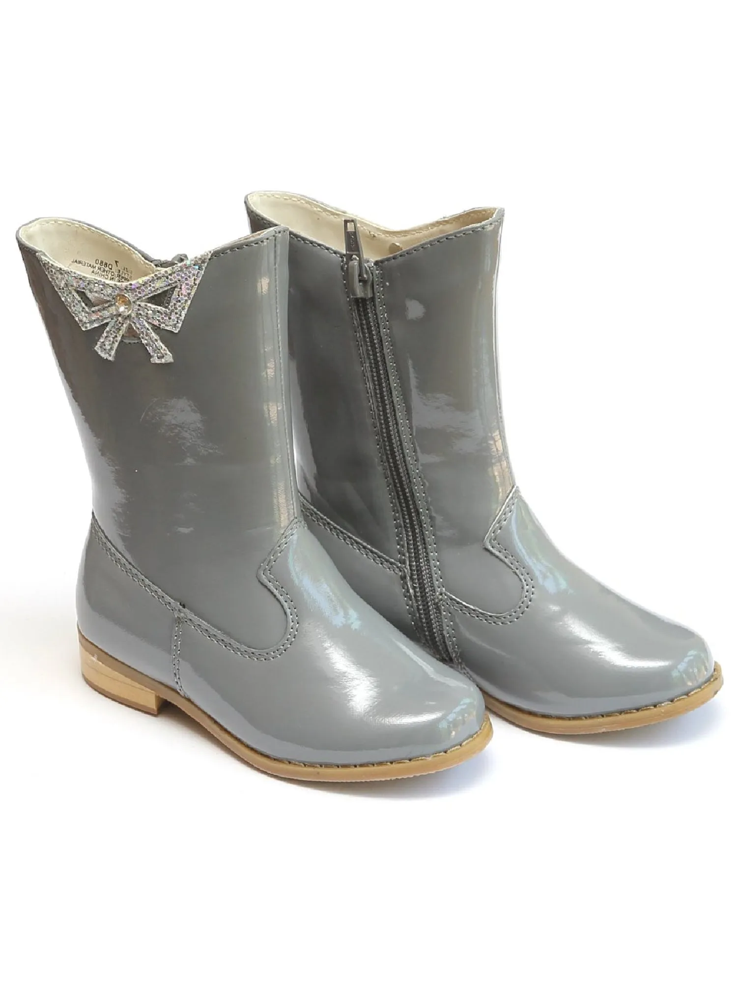 Lamour Girls Grey Glitter Bow Applique Fashion Boots 11-4 Kids