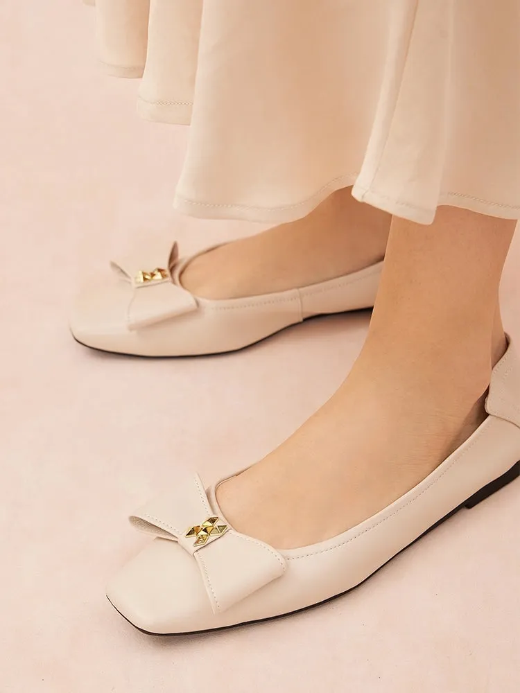 Madeline Studded Bow Foldable Flats