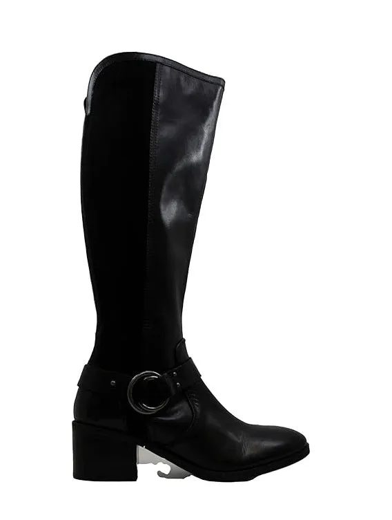 Marc Fisher Women's Risa Block-Heel Leather Boots  Color Black Size 7M