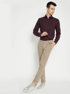 Maroon Checked Slim Fit shirt