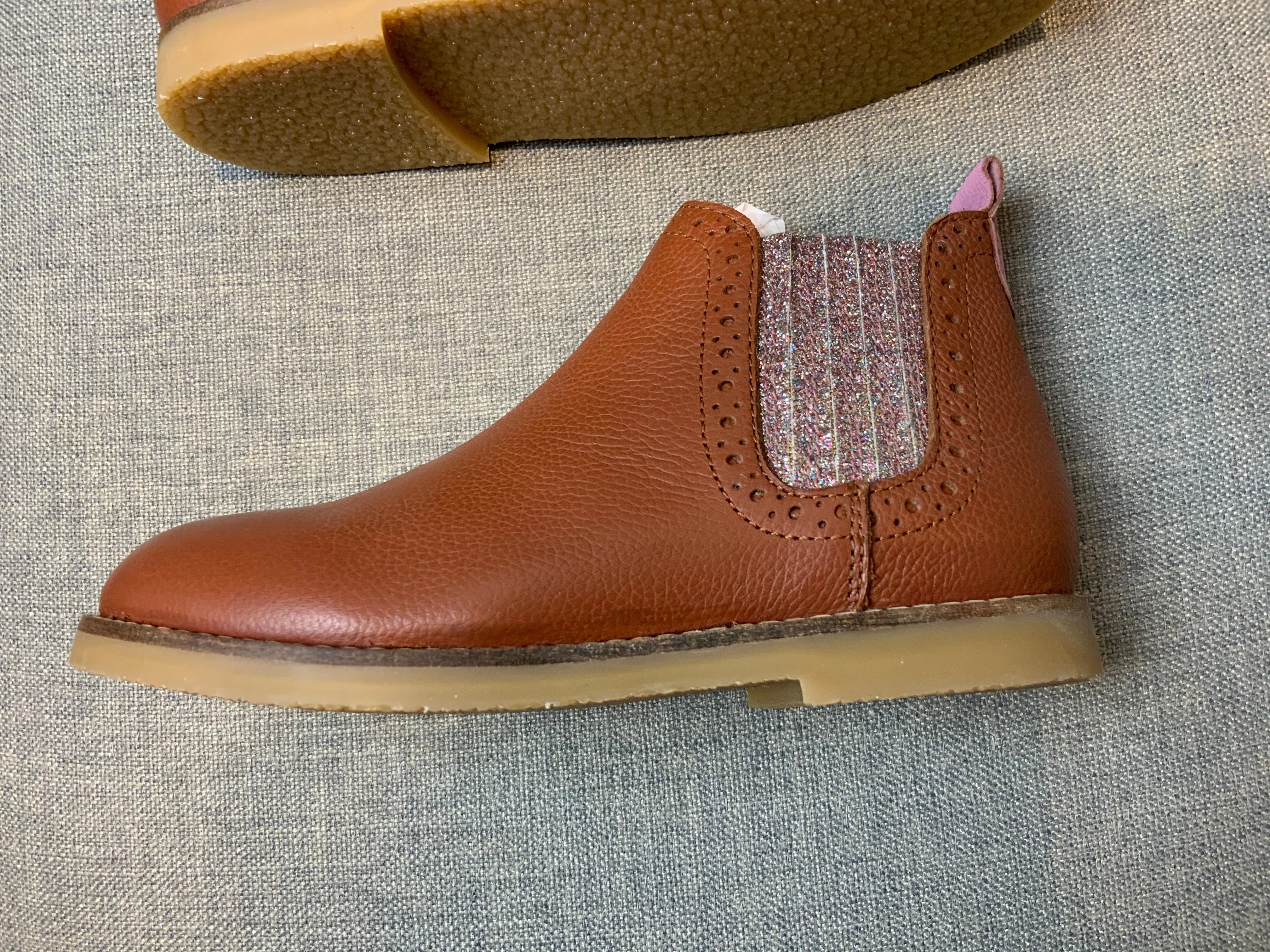 MINI BODEN Girls' Leather Chelsea Boots - Tan Brown Size 31 children