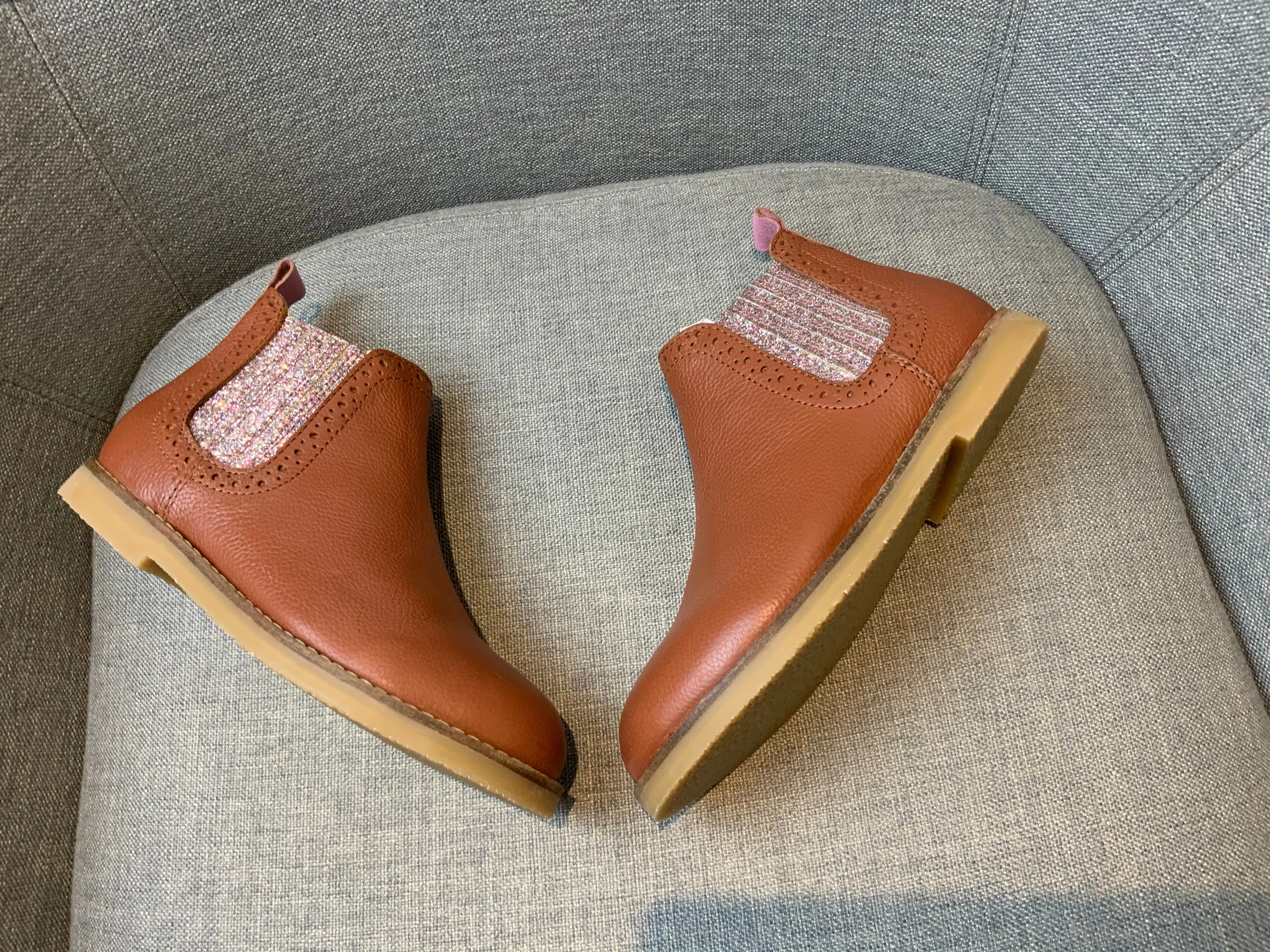 MINI BODEN Girls' Leather Chelsea Boots - Tan Brown Size 31 children