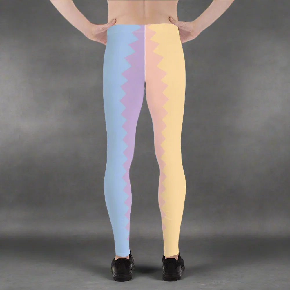 Pastel Rainbow Pattern Men's Leggings, Pastel Best Designer Men's Compression Sports Tights - Made in USA/EU/MX