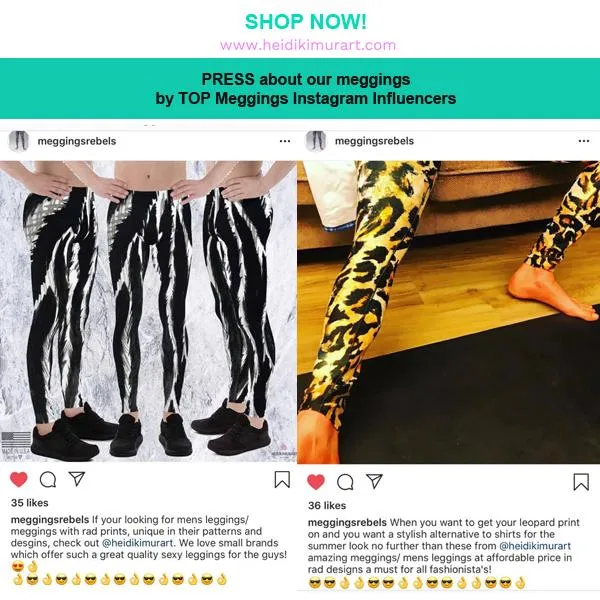 Pink Cow Print Meggings, Animal Print Best Designer Men's Compression Sports Tights - Made in USA/EU/MX