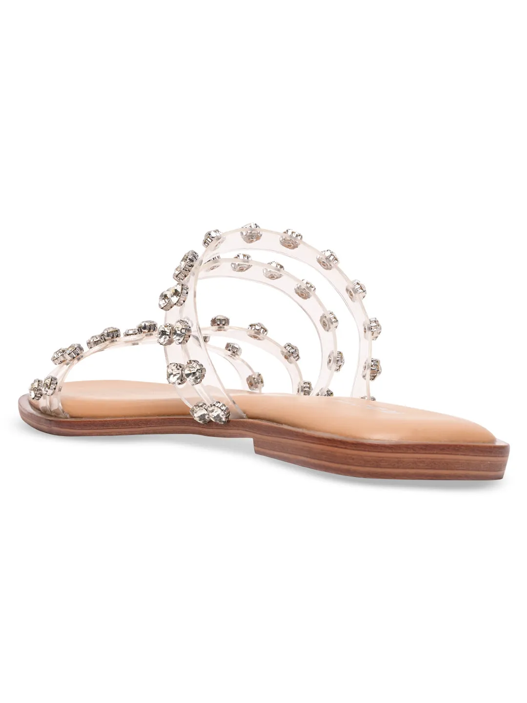 Rocia By Regal Transparent Women Diamante Studded Vinyl Flats