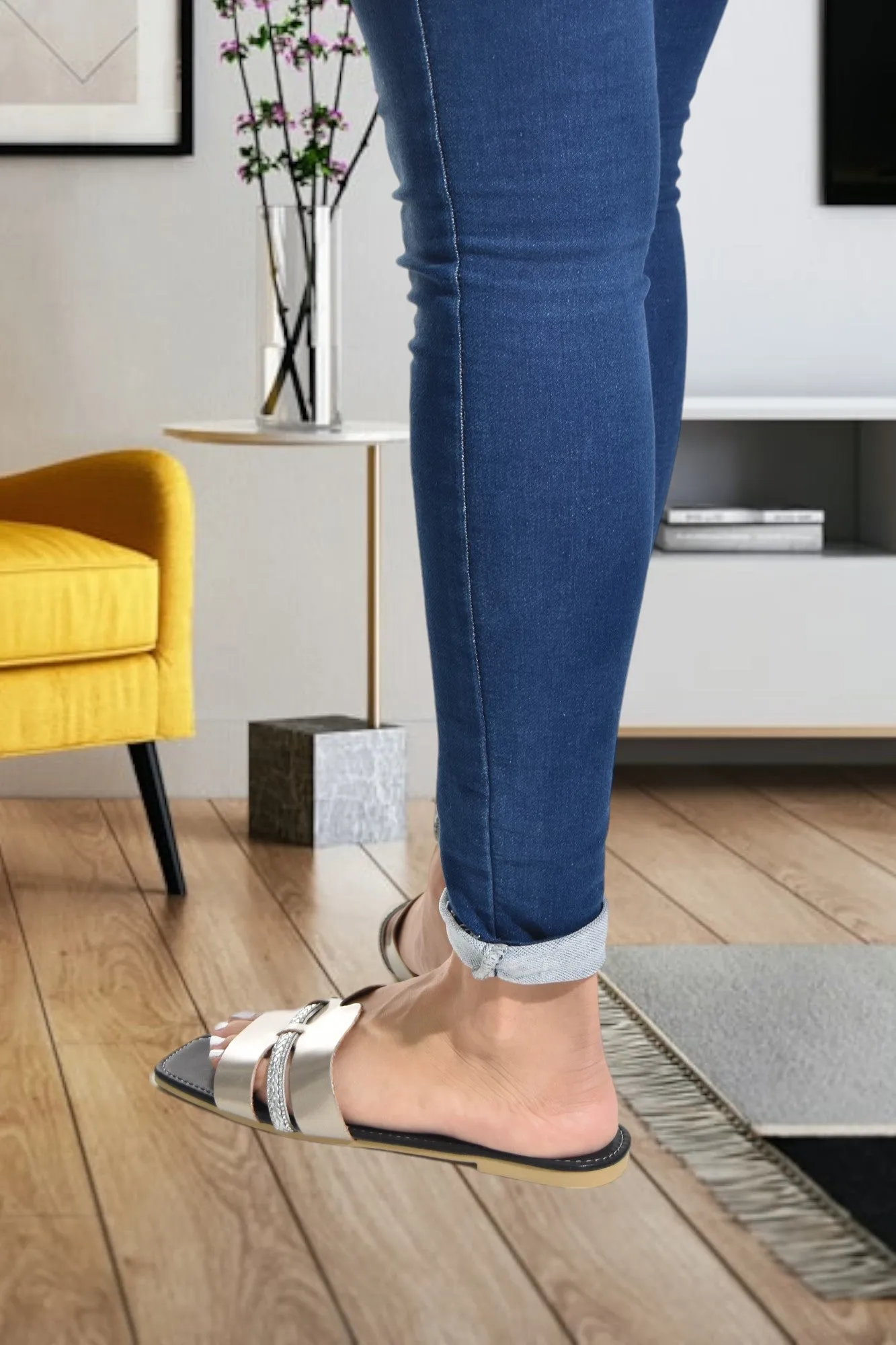 Silver Glitter Loop Sandal
