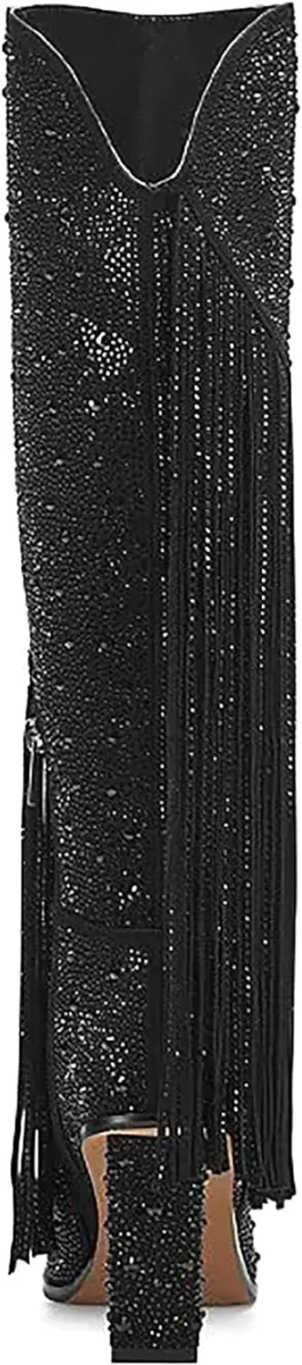Western Fringe Rhinestone Sequin Gold Sparkle Cowboy Boots