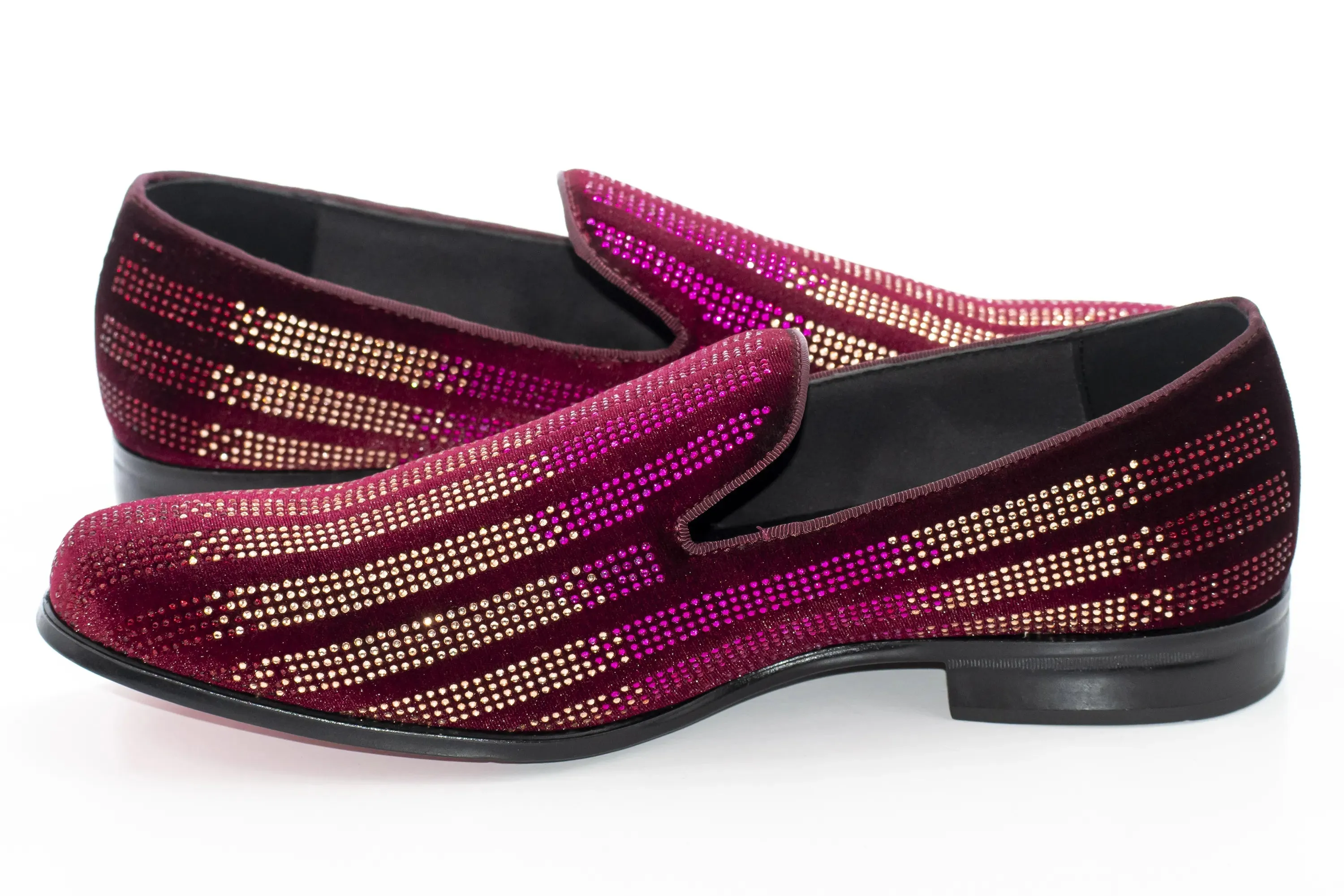 Wine Purple Multicolor Rhinestone Designer Dress Loafer