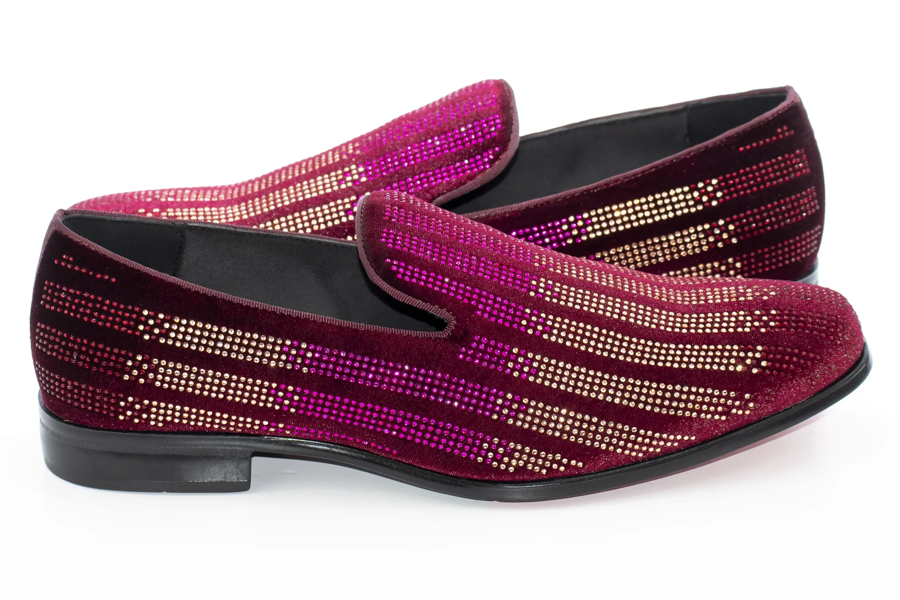 Wine Purple Multicolor Rhinestone Designer Dress Loafer