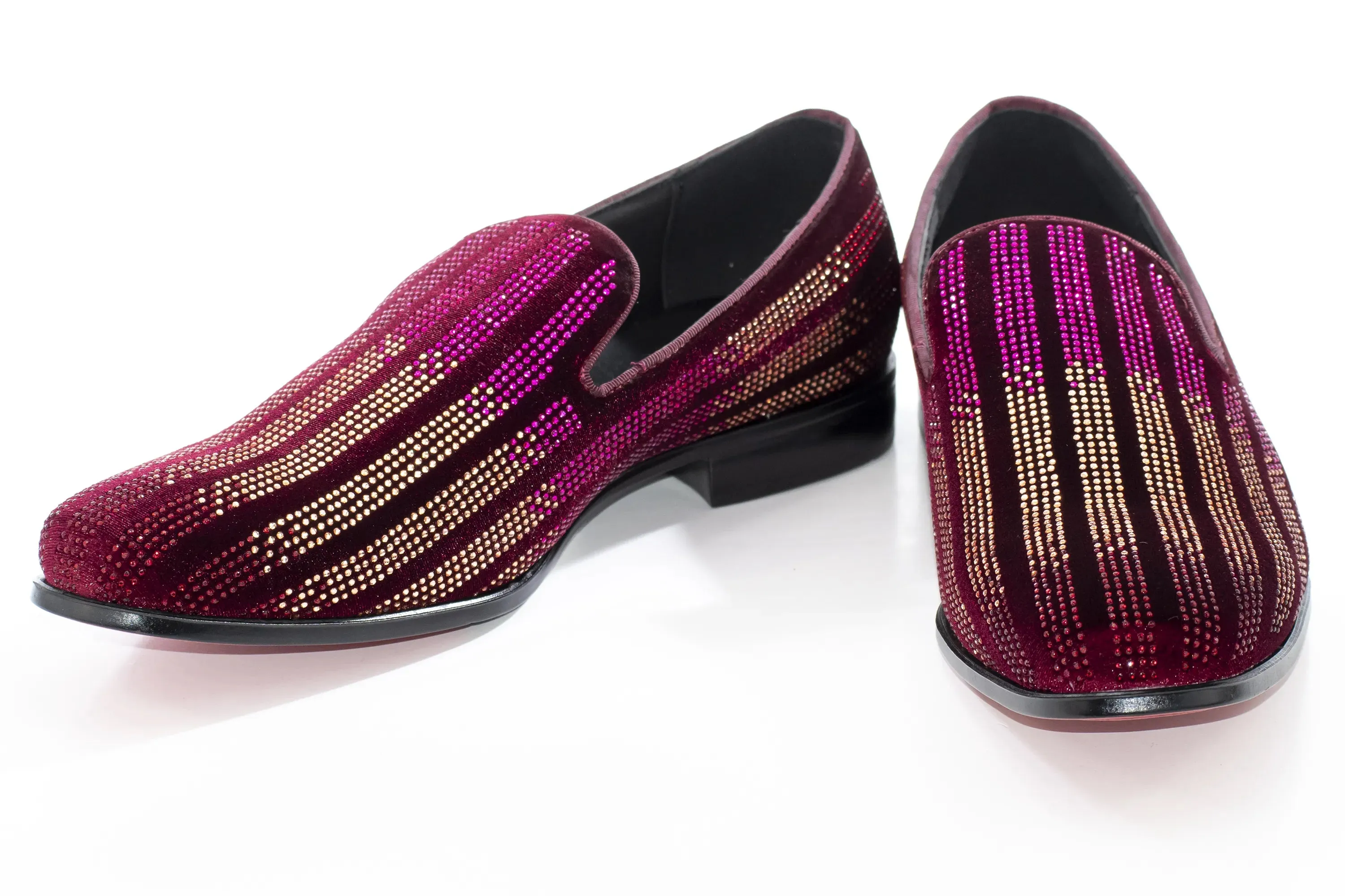 Wine Purple Multicolor Rhinestone Designer Dress Loafer