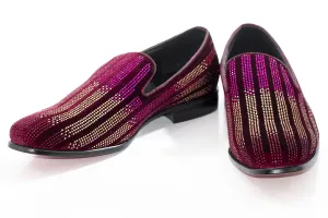 Wine Purple Multicolor Rhinestone Designer Dress Loafer
